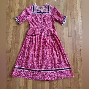 40s Inspired Red Novelty Print Paisley Dress Sz SM